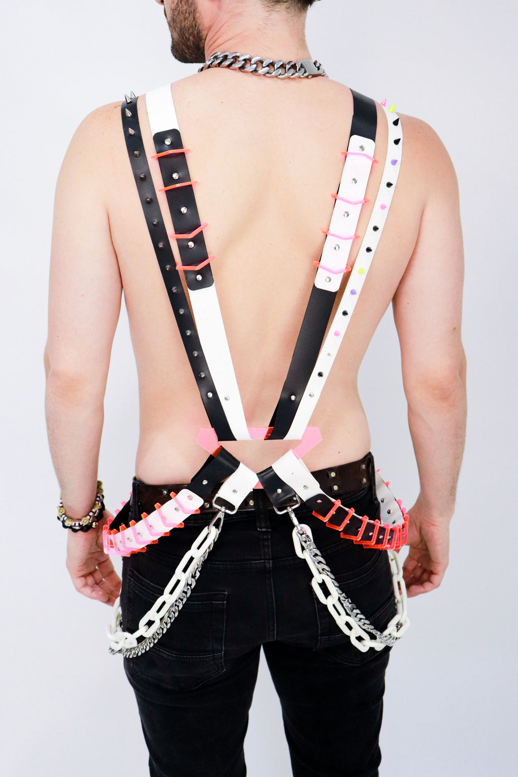 BLK/WHT&PNK UNISEX CYBER HARNESS