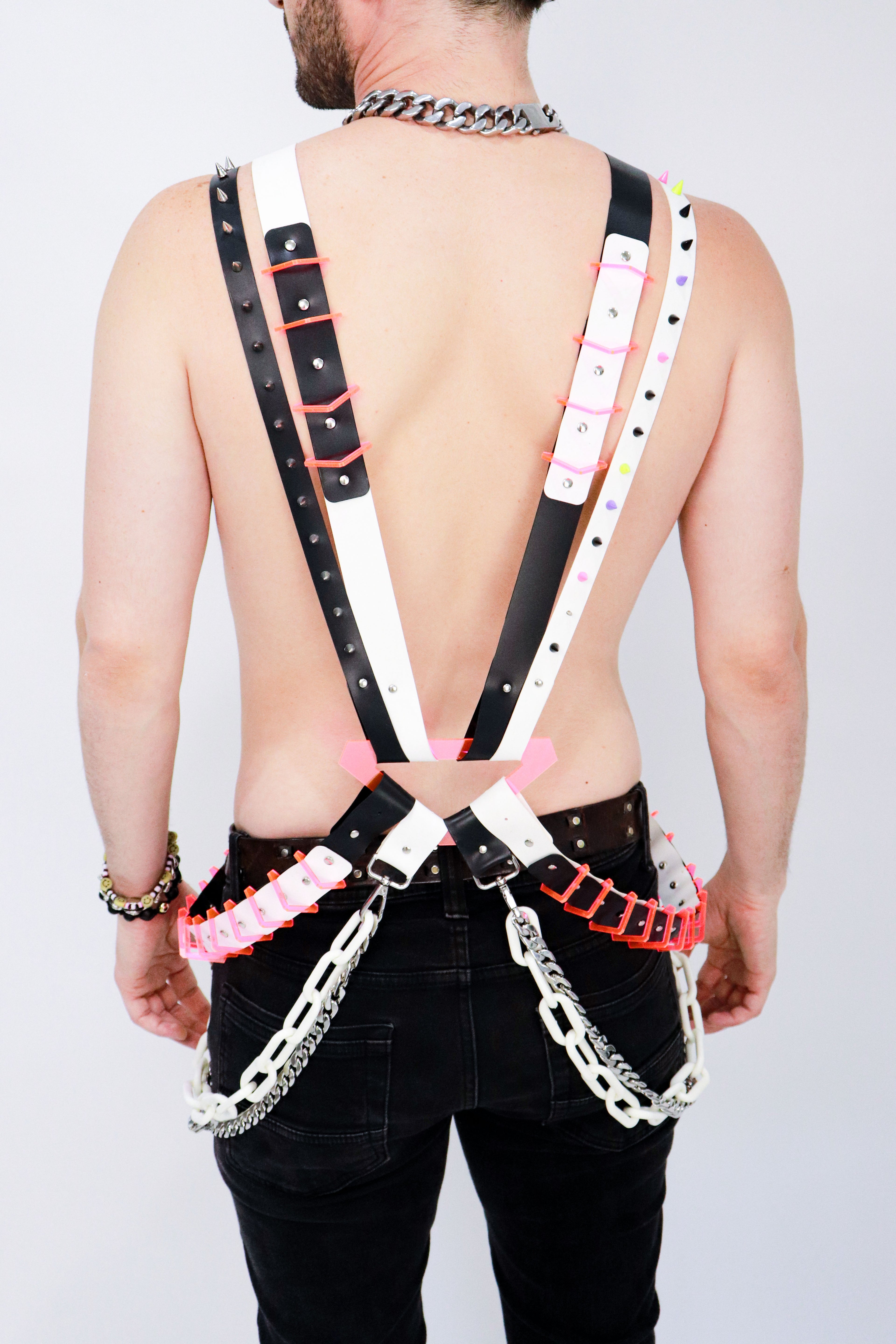 BLK/WHT&PNK UNISEX CYBER HARNESS