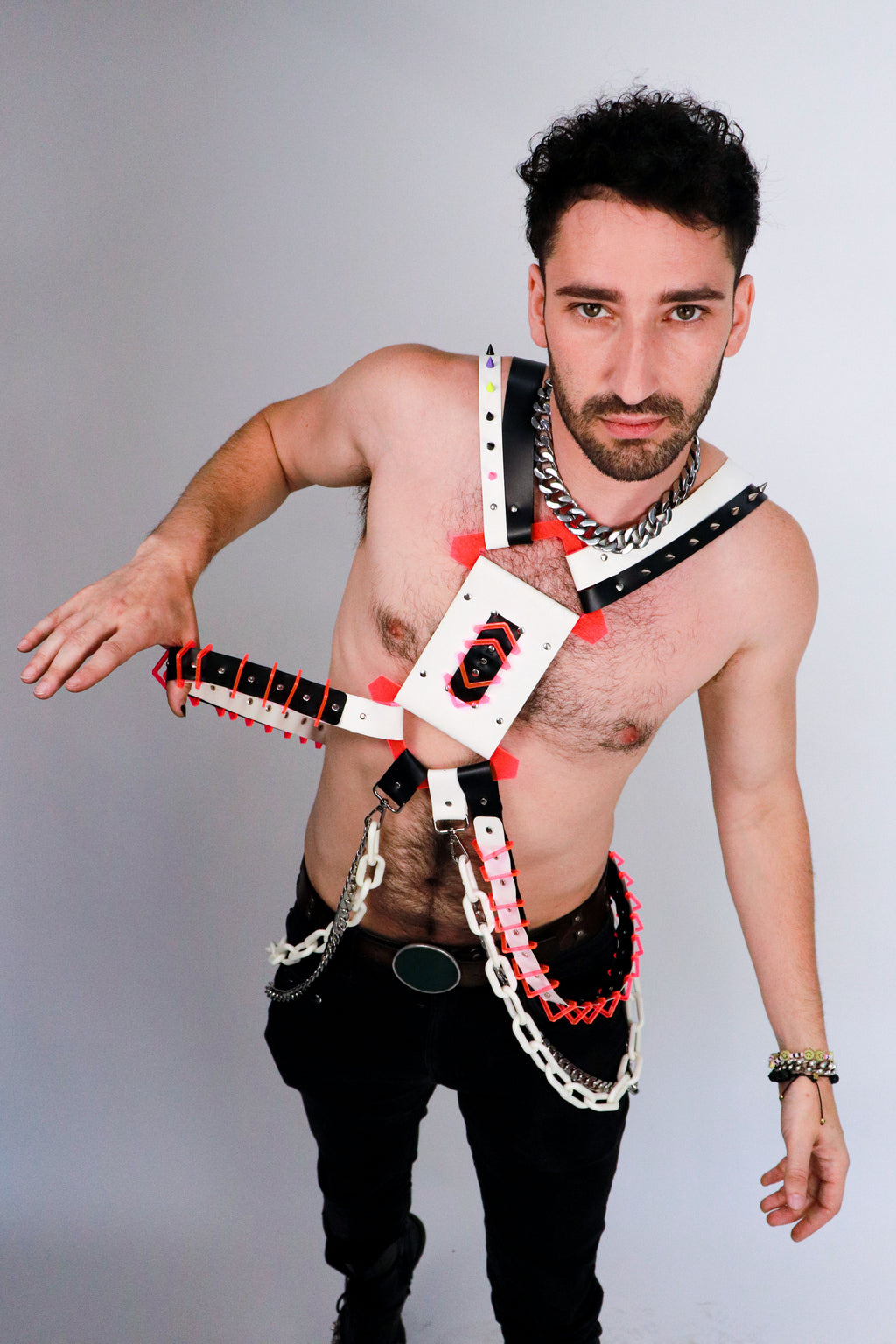 BLK/WHT&PNK UNISEX CYBER HARNESS