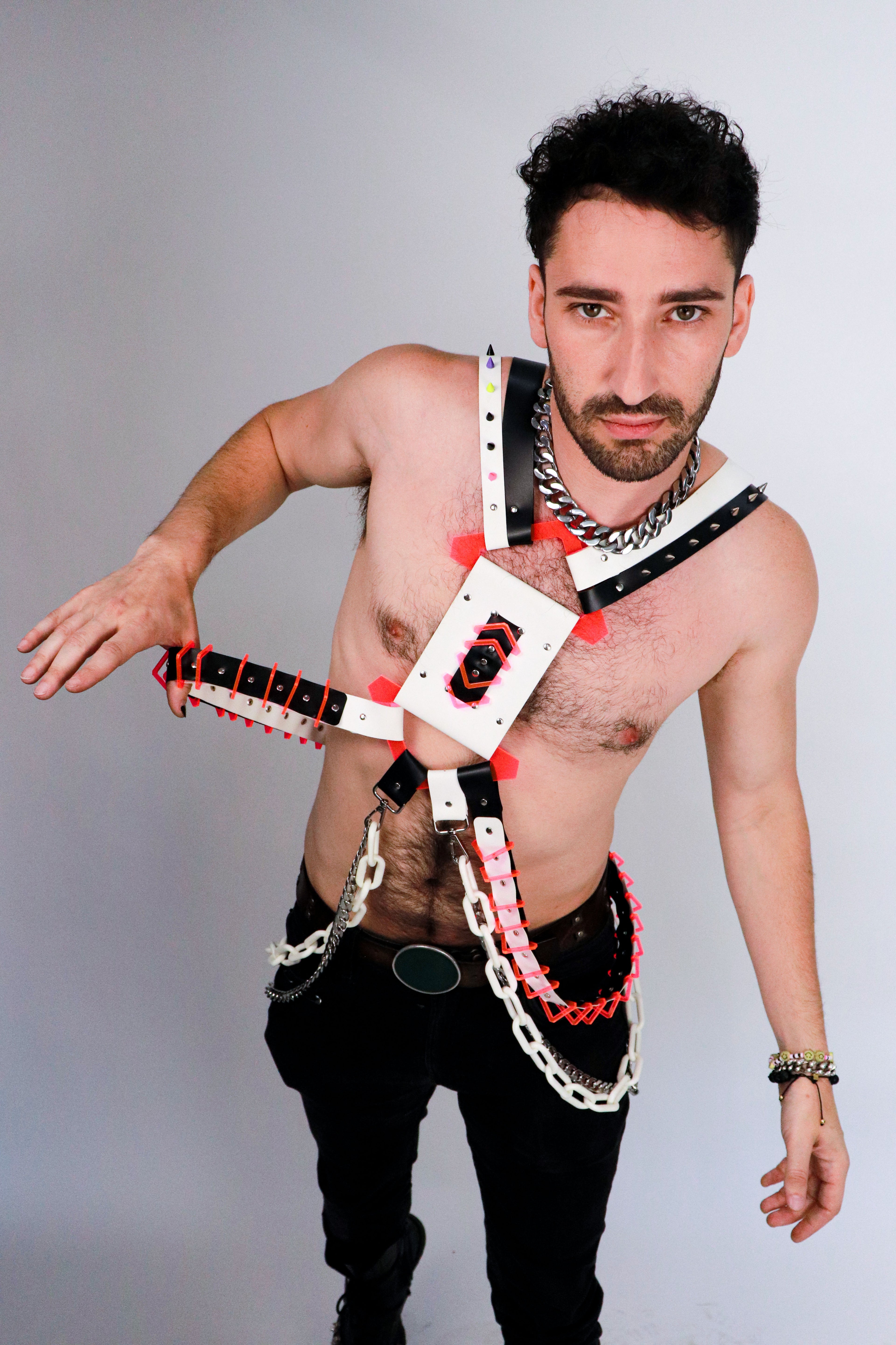 BLK/WHT&PNK UNISEX CYBER HARNESS