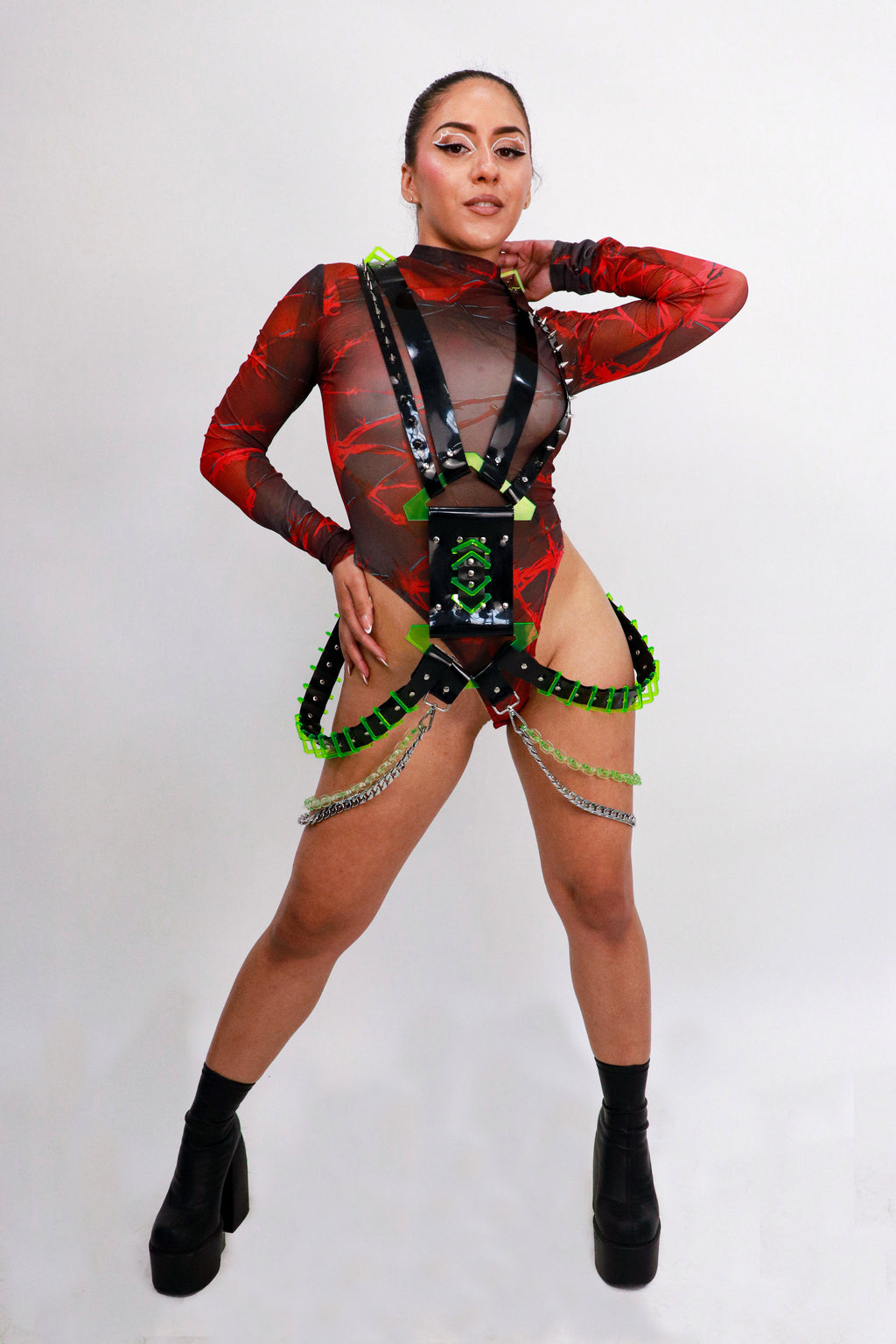 BLK&GRN UNISEX CYBER HARNESS