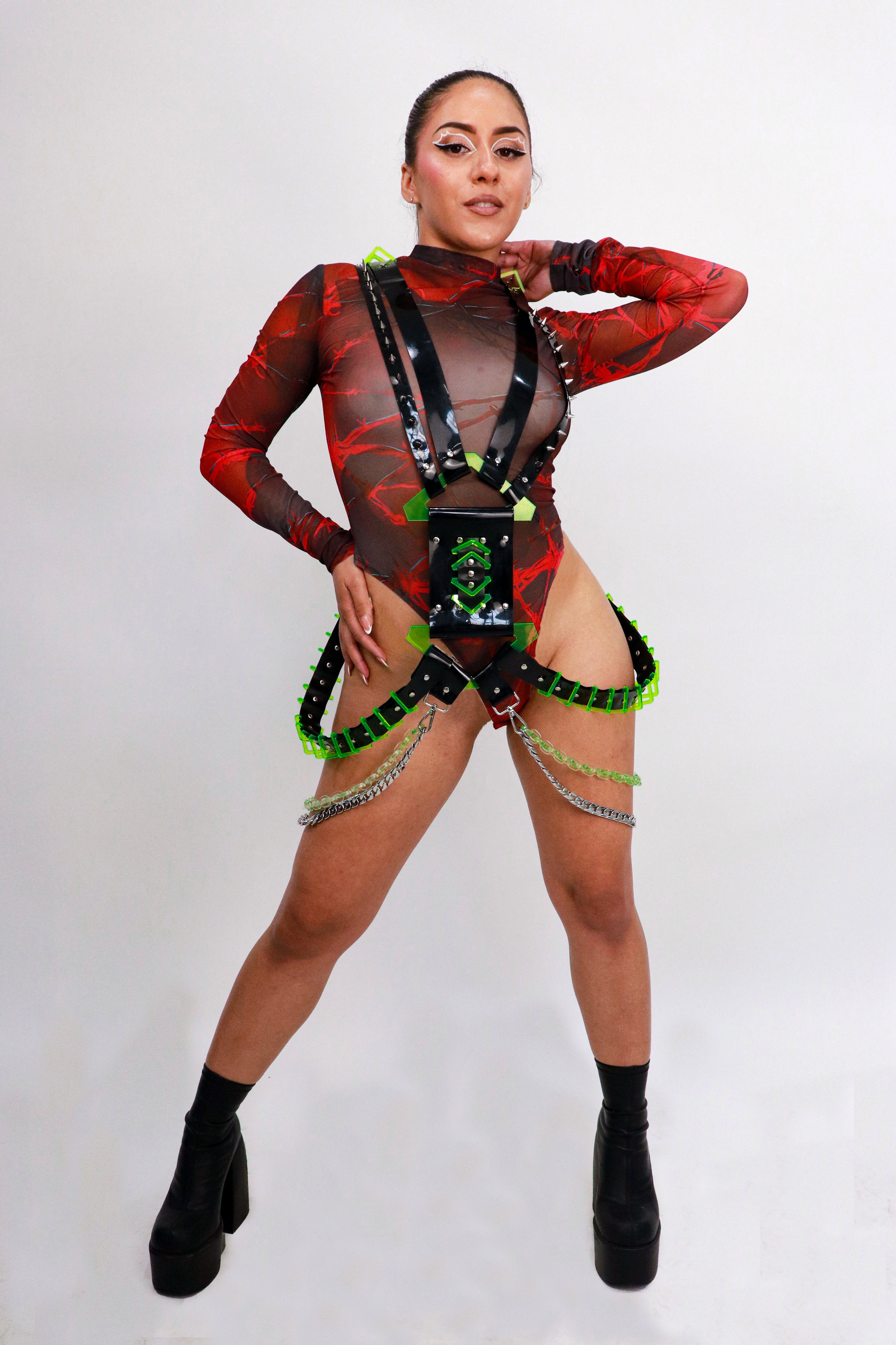 BLK&GRN UNISEX CYBER HARNESS