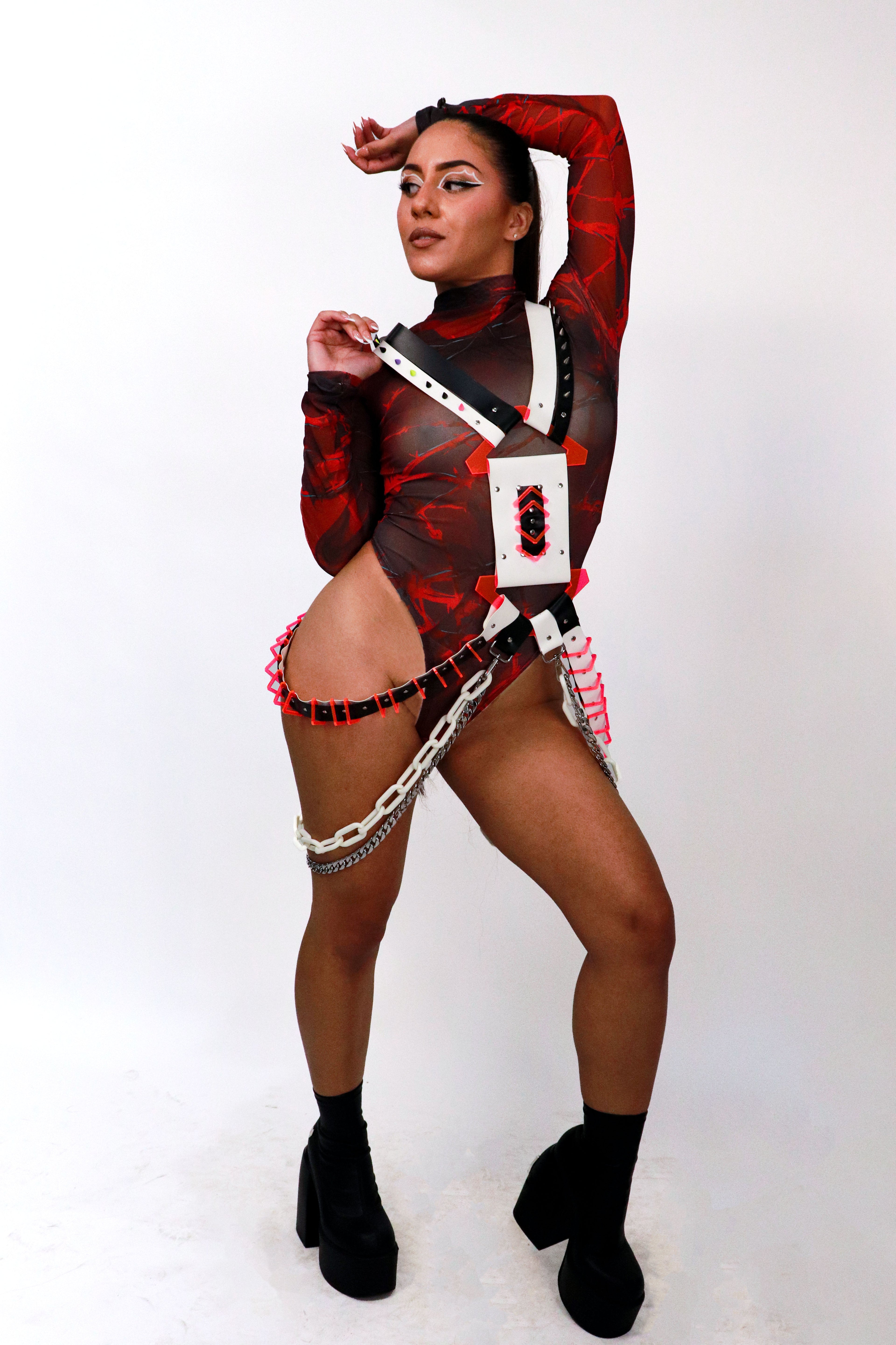 BLK/WHT&PNK UNISEX CYBER HARNESS
